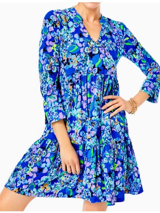 Lilly Pulitzer Dresses & Skirts - Lilly Pulitzer Alaina dress Sz XL extra large blue 100% cotton floral